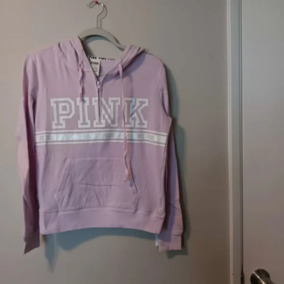 PINK Victoria's Secret Lilac Zip Hoodie with White Logo - Picture 9 of 10